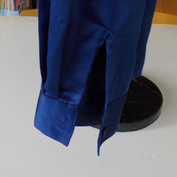 East 5th Blouse - Size Large - Royal Blue Silky - Collared - Long Sleeve - Picture 6 of 6